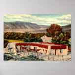 New Mexico Hacienda with Peppers Drying Wall Art Poster