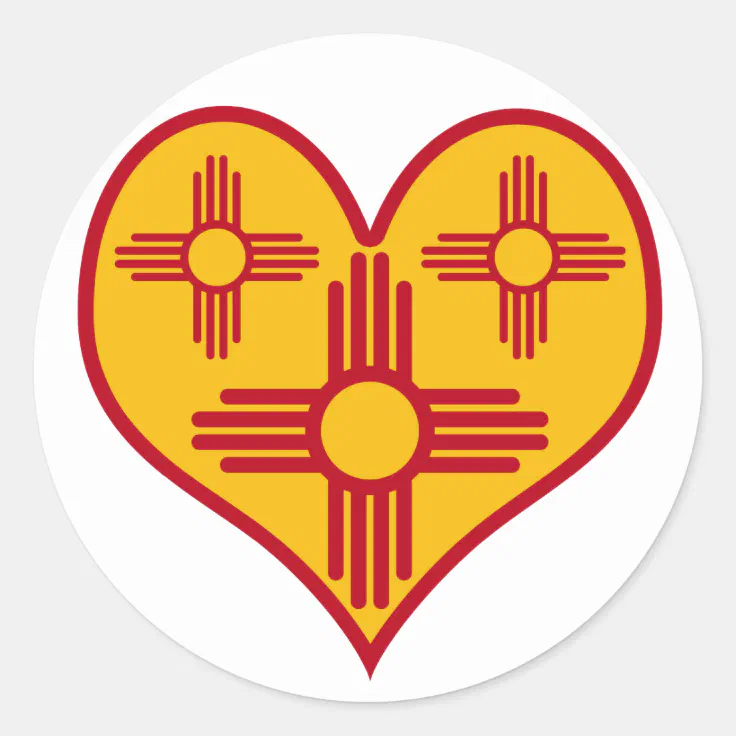 New Mexico Zia Heart Classic Round Sticker Zazzle