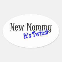 New Mommy Of Twins Oval Sticker