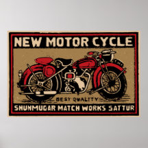 New Motor Cycle Safe Match Label Poster
