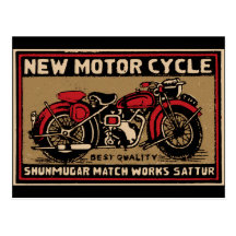 New Motorcycle Safety Match Label Post Card