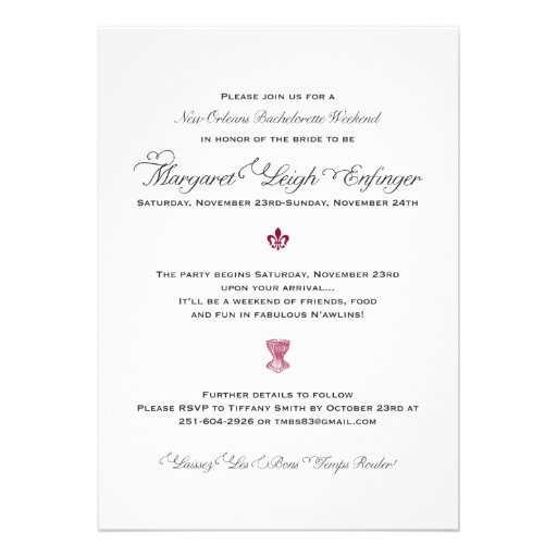 New Orleans Bachelorette Party Invitation