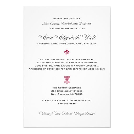 New Orleans Bachelorette Party Invitation