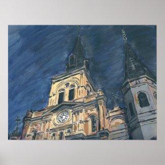 New Orleans Cathdedral at Night print