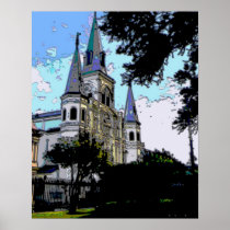 New Orleans Cathedral Blue Tones posters