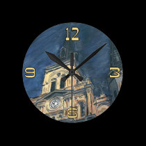 New Orleans Cathedral Night Clock Face wall clocks