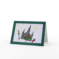 New Orleans Crawfish Mule Buggy Cathedral Xmas Greeting Cards