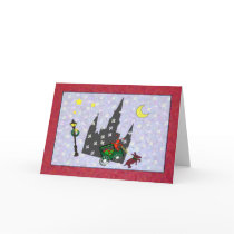 New Orleans Crawfish Mule Buggy Cathedral Xmas Card