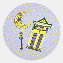 New Orleans Crescent Moon Christmas Round Sticker