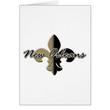 New Orleans Fleur de lis bk/gd Greeting Card