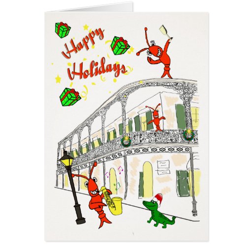 New Orleans French Quarter Happy Holidays Card Zazzle