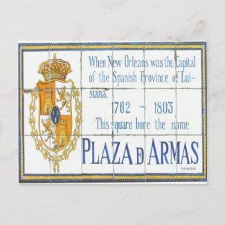 New Orleans French Quarter Plaza D'Armas Sign postcard