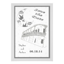 New Orleans French Quarter Save the Date Cards Custom Announcements