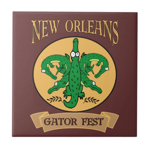 New Orleans Gator Fest Ceramic Tile