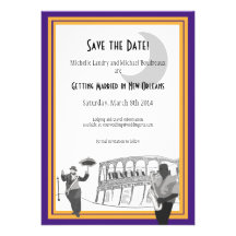 New Orleans Jazz Save the Date (purple & gold) Personalized Invites