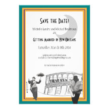 New Orleans Jazz Save the Date (teal & gold) Custom Invitations