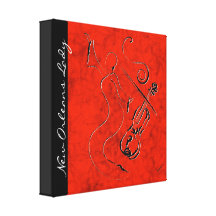 New Orleans Lady - Violin on Wrapped Canvas - Red Stretched Canvas Print