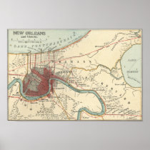 New Orleans MAp 1900 Poster