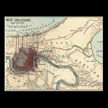 New Orleans Map Postcard postcards