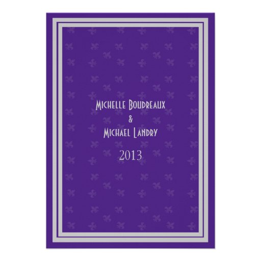 New Orleans Rehearsal Dinner Invite purple silver