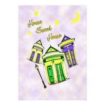 New Orleans Shotgun Fleur de Lis Housewarming Personalized Invite