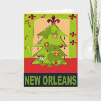 New Orleans Snowman Christmas Tree card