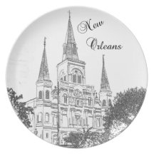 New Orleans St. Louis Cathedral Party Plates