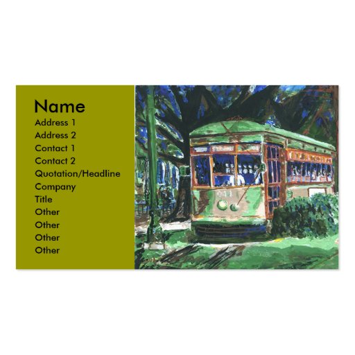 New Orleans Streetcar, Business Card Templates (front side)