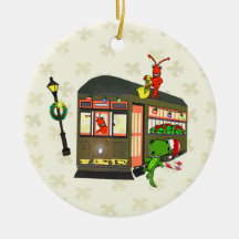 New Orleans Streetcar Crawfish Gator Ornament