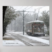 New Orleans Streetcar Snow Poster