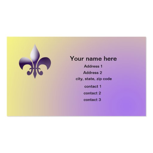 New Orleans Style Fleur de Lys Business Card Template (front side)