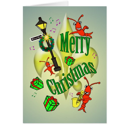 New Orleans Themed Merry Christmas Greeting Card Zazzle