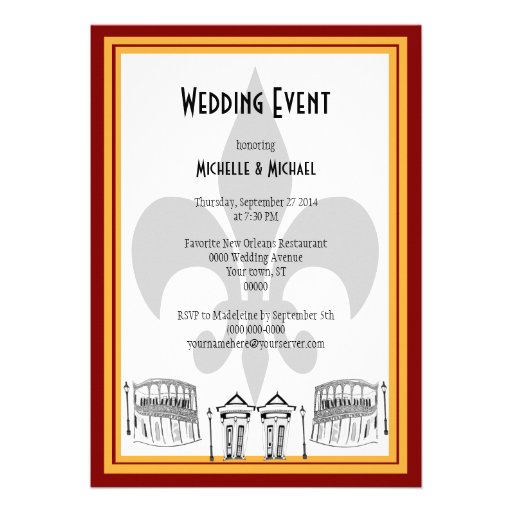 New Orleans Wedding Event Invite (maroon)