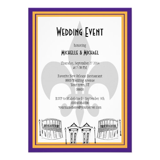 New Orleans Wedding Event Invite (purple)