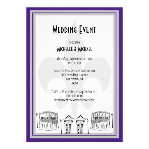 New Orleans Wedding Event Invite (purple/silver)