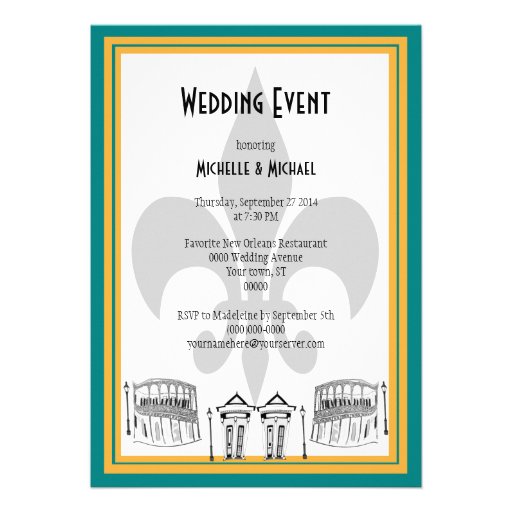 New Orleans Wedding Event Invite (teal)