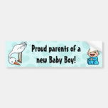 New parents of baby boy stork bumper sticker