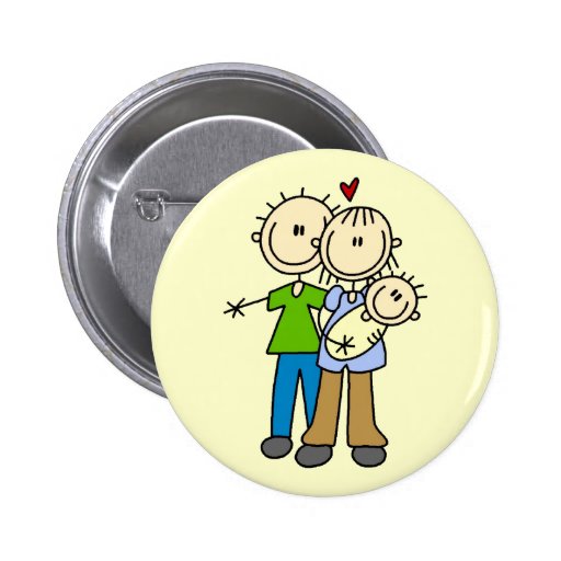 New Parents with Baby Tshirts and Gifts Pin