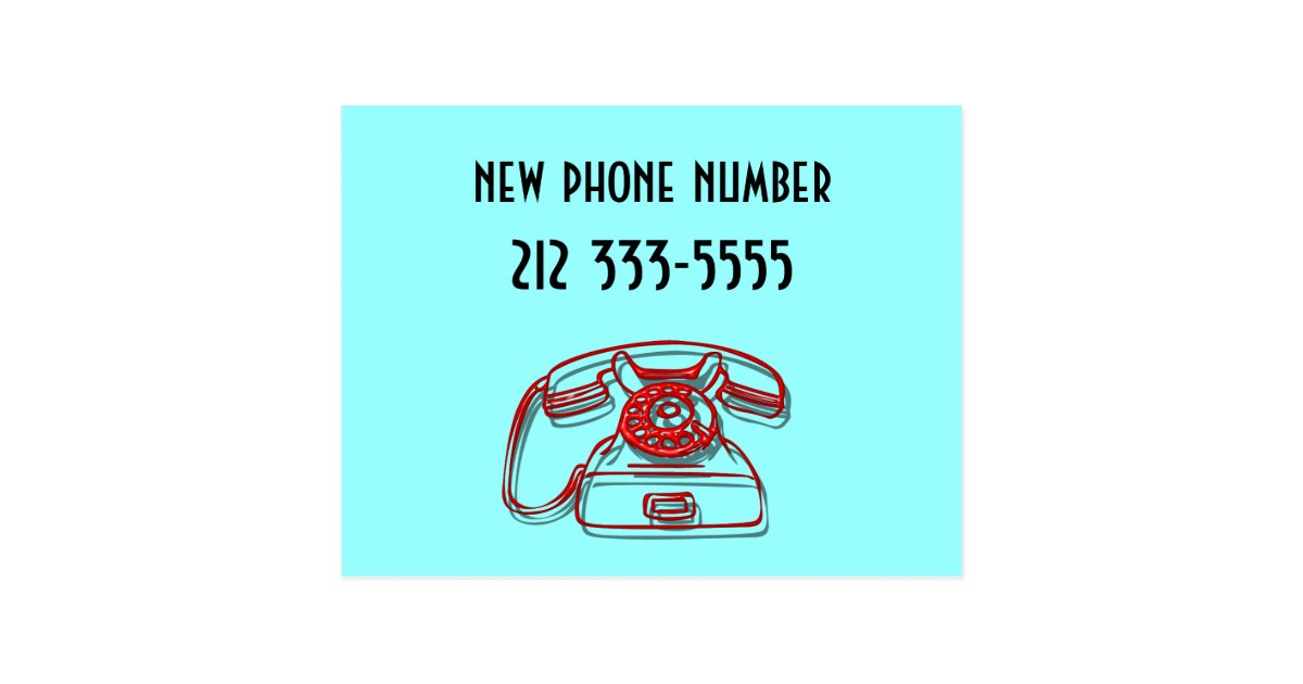 new phone number postcard Zazzle