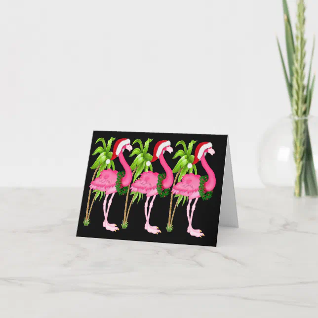 New Pink Flamingo Christmas Cards Zazzle