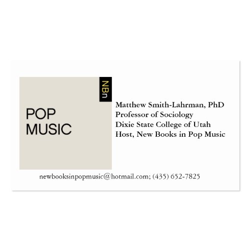 New Pop Music Card Business Card (front side)