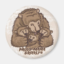New Proud Mama Grizzly Fridge Magnet