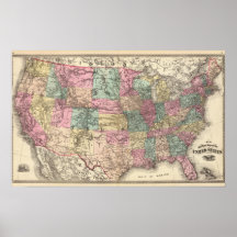 New rail road map of the United States Poster