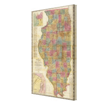 New sectional map of the state of Illinois Stretched Canvas Prints