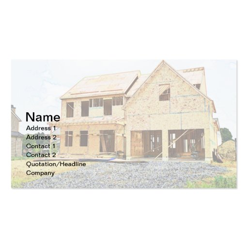 new single family home under construction business card templates (front side)