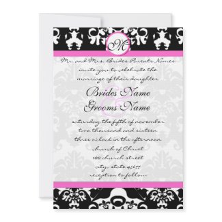 New Sizes Black Damask Swirls Wedding Invitation invitation