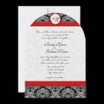 New Sizes Black Damask Swirls Wedding Invitation