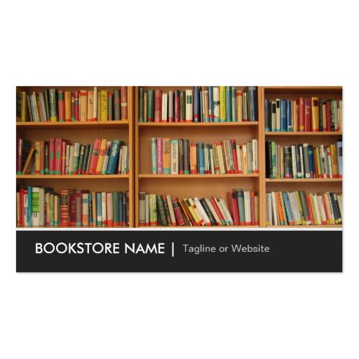 New Used Bookstore Library - Book Shelves Picture Business Cards (front side)