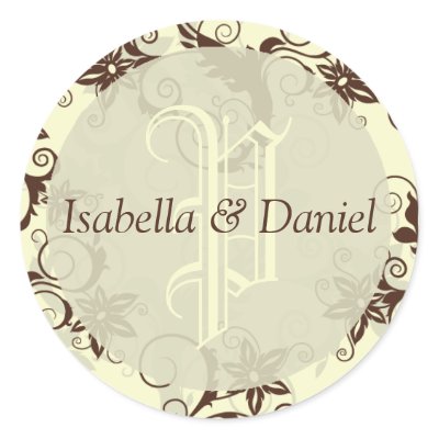 New Wedding Monogram Envelope Seals Round Sticker