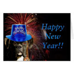 New Year Boxer dog greeting card